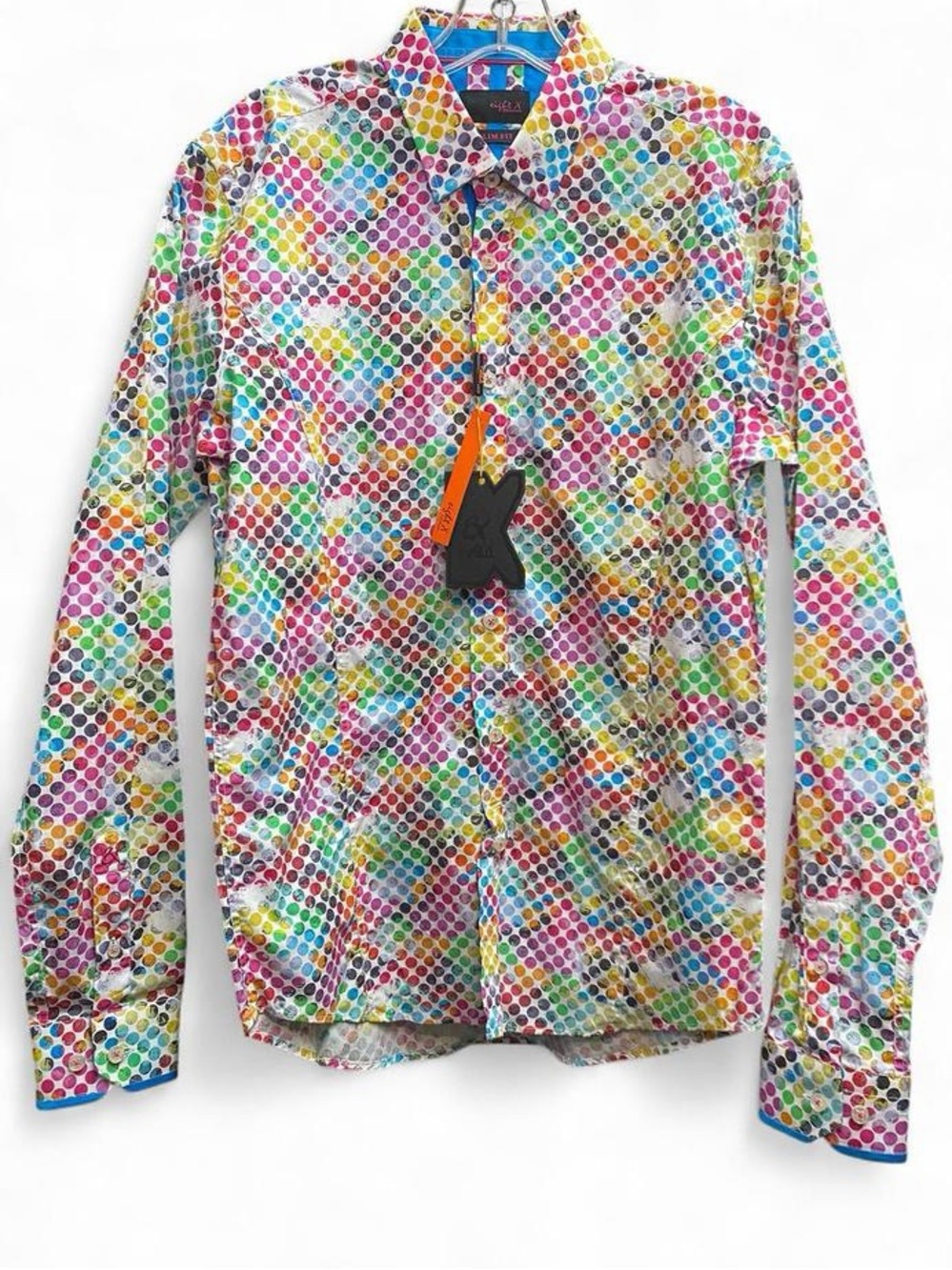 NWT Men's Bright Multi-Color Dot Print Button-Up Shirt